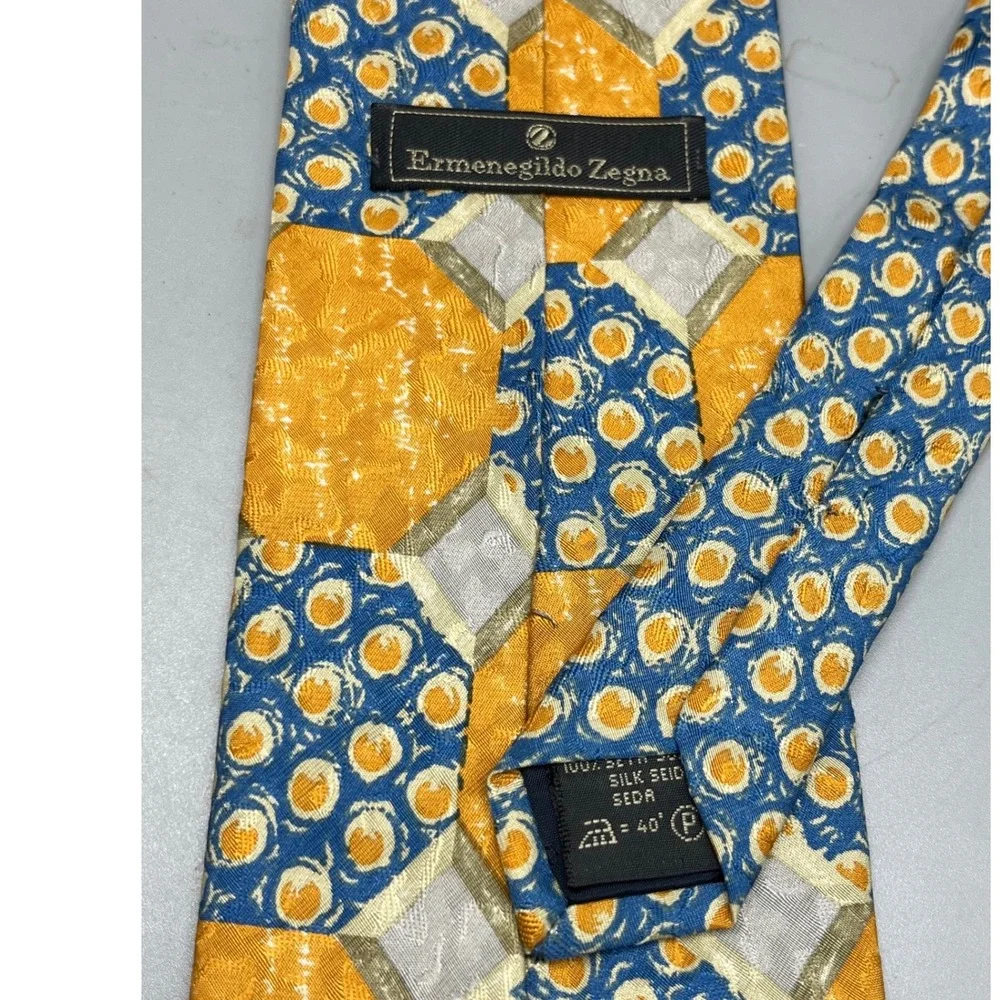 Ermenegildo ZEGNA Men's Multicolored Geometric Silk Neck Tie‎